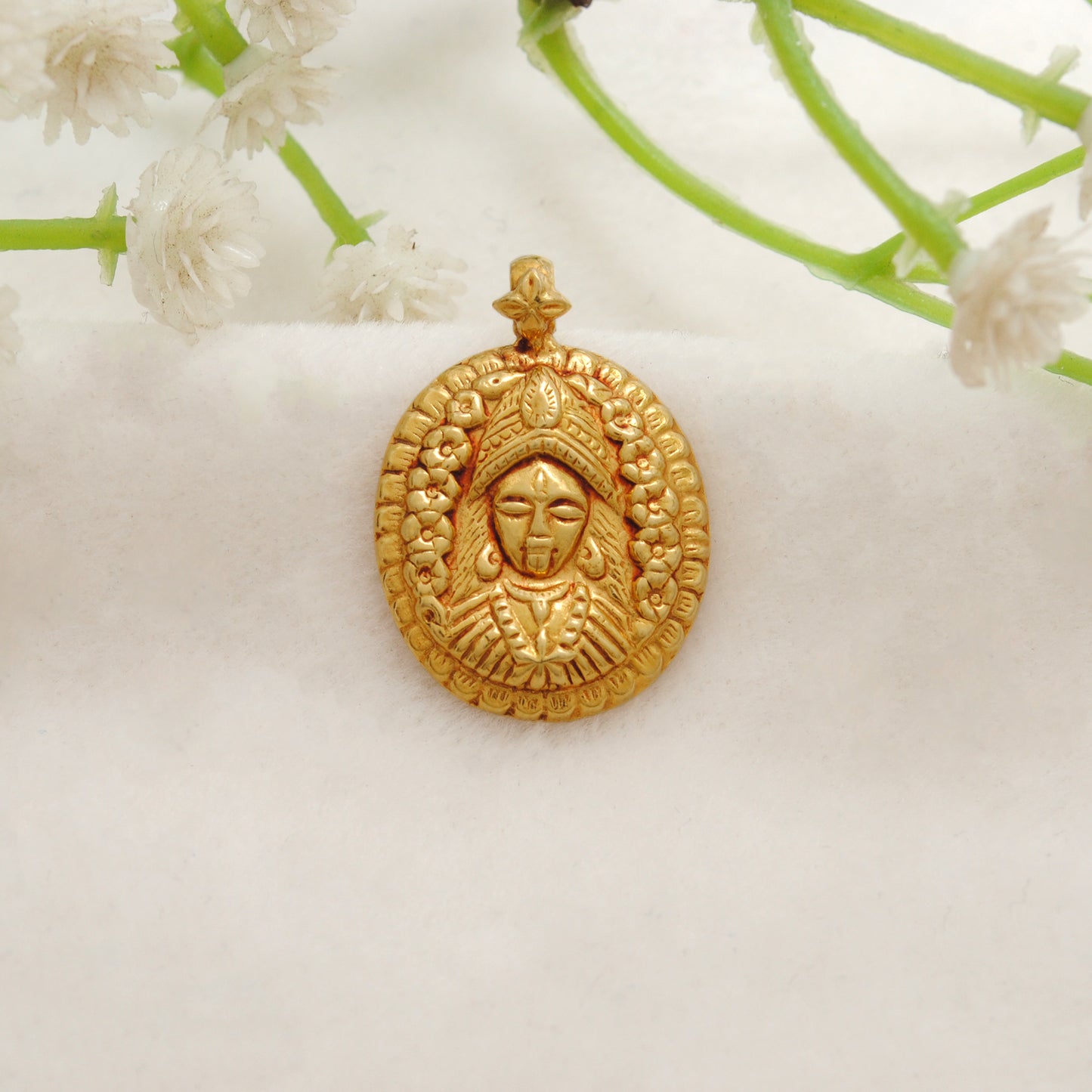 18k Solid Yellow Gold Indian Goddess Charm Pendant