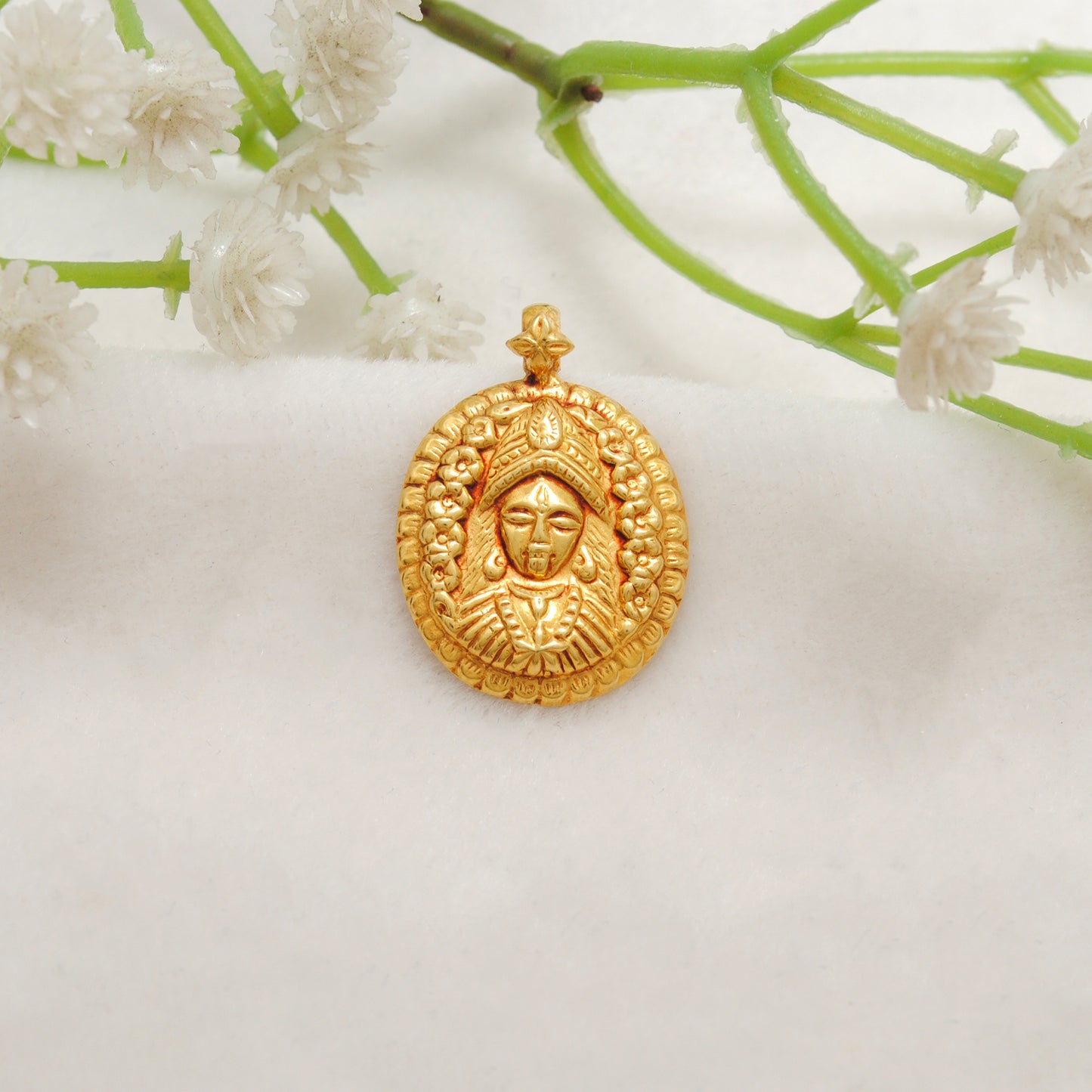 18k Solid Yellow Gold Indian Goddess Charm Pendant