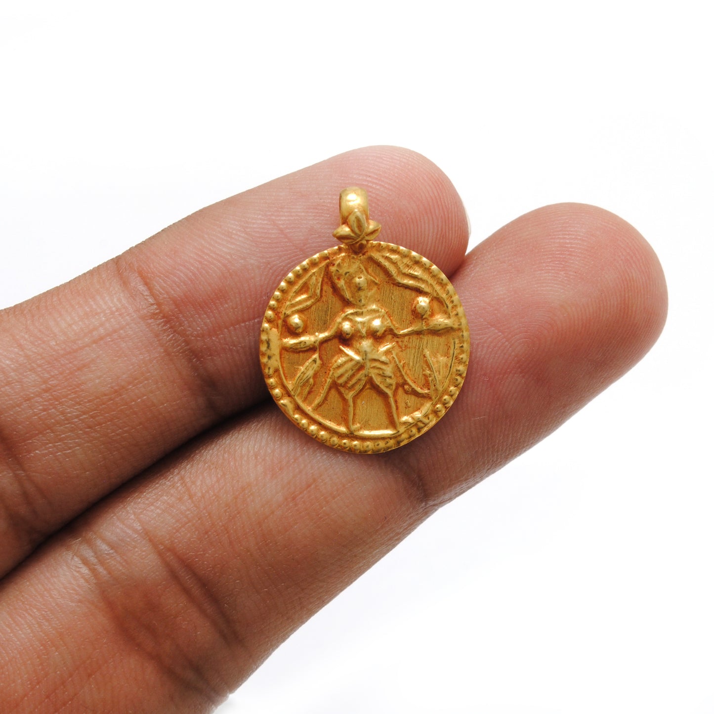 18K Gold Pendant of Indian Goddess Charm Pendant