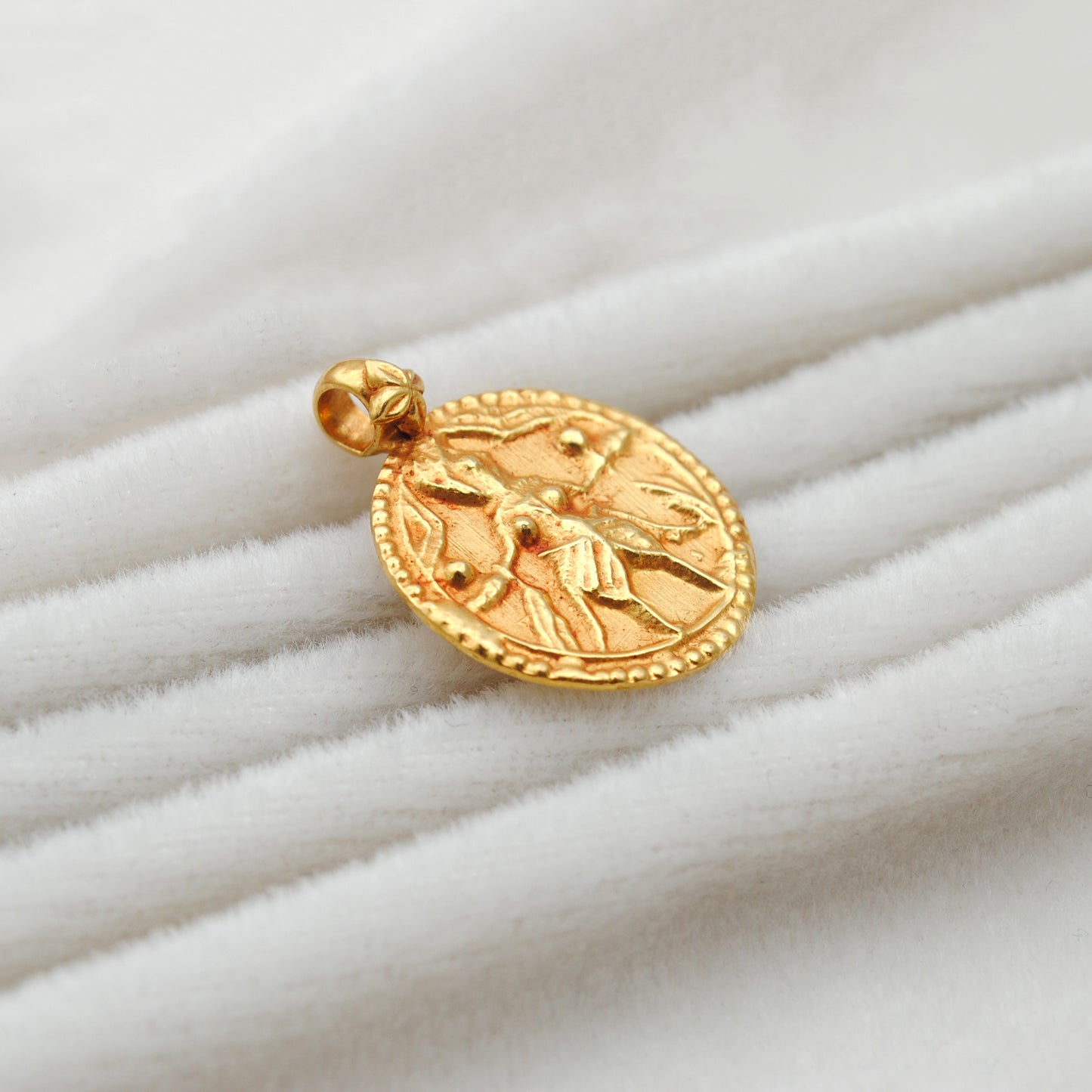 18K Gold Pendant of Indian Goddess Charm Pendant