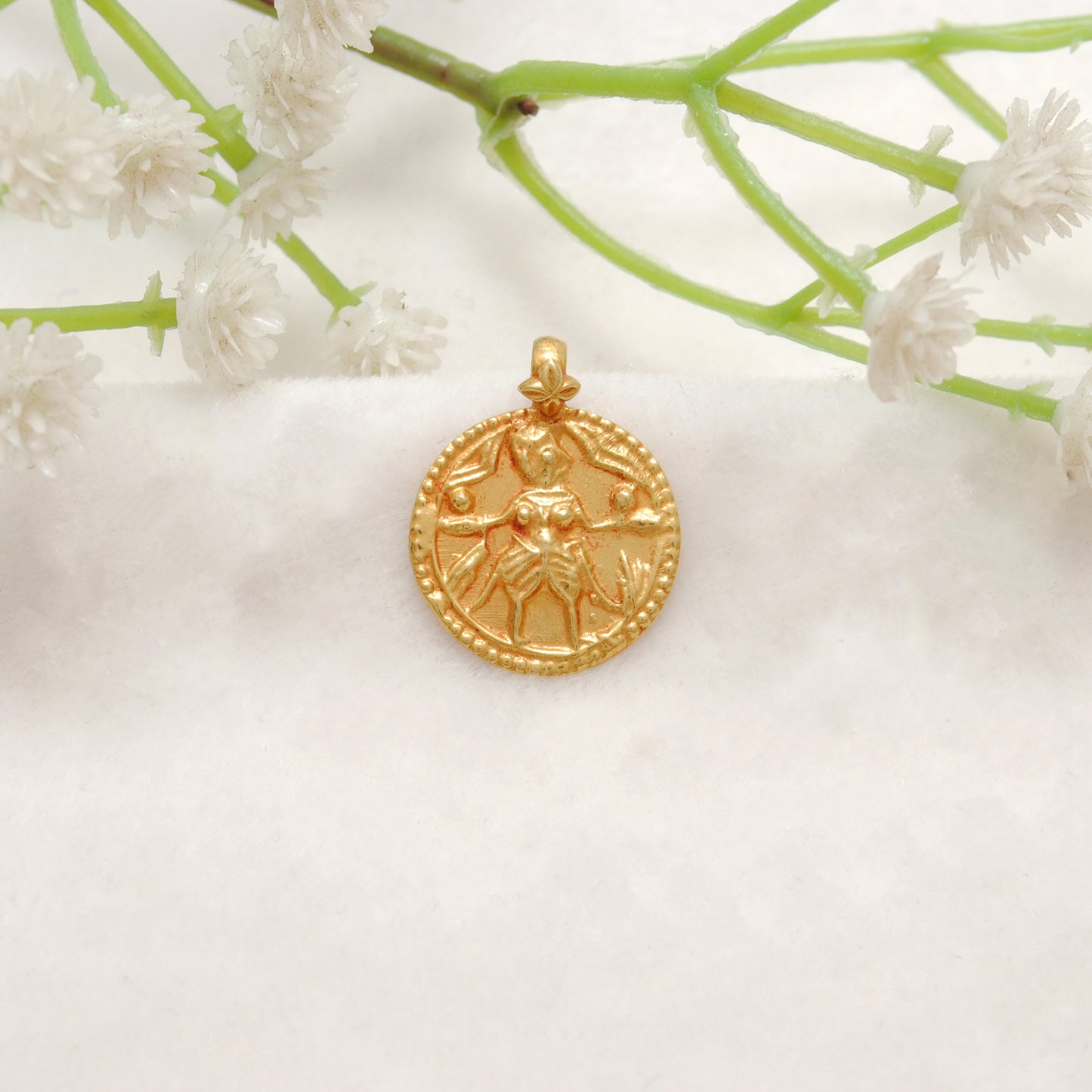 18K Gold Pendant of Indian Goddess Charm Pendant