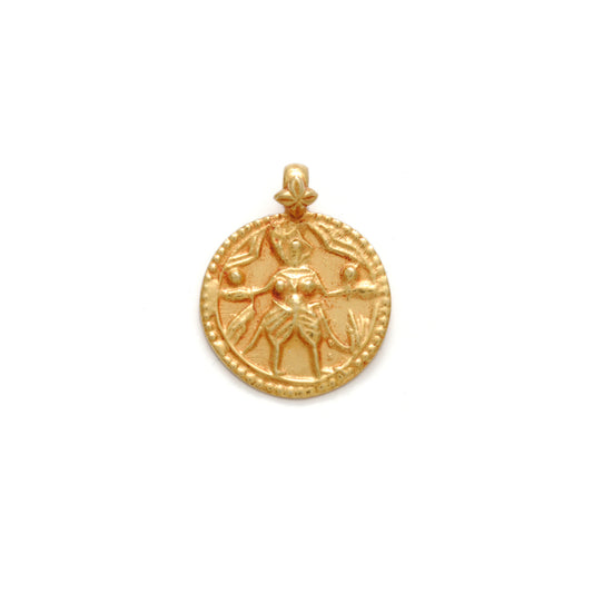 18K Gold Pendant of Indian Goddess Charm Pendant