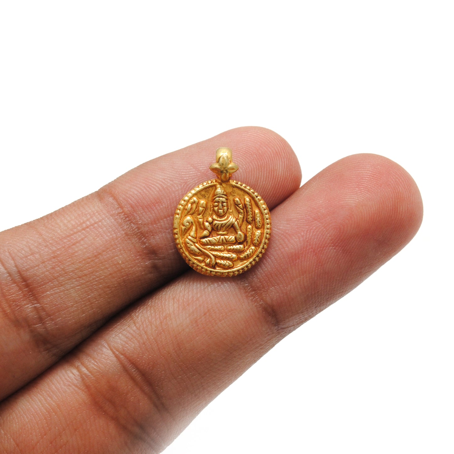 Divine Grace 18K Gold Charm Pendant of Indian Goddess