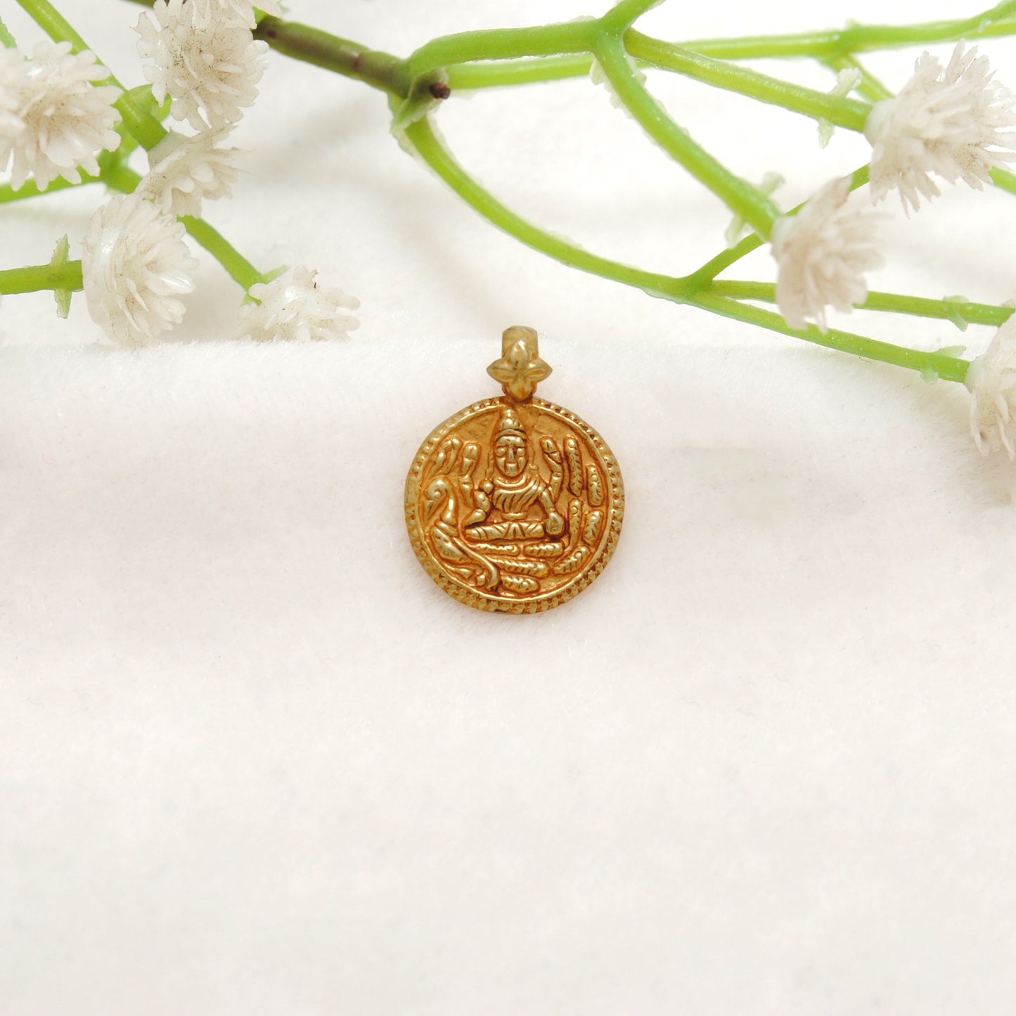 Divine Grace 18K Gold Charm Pendant of Indian Goddess