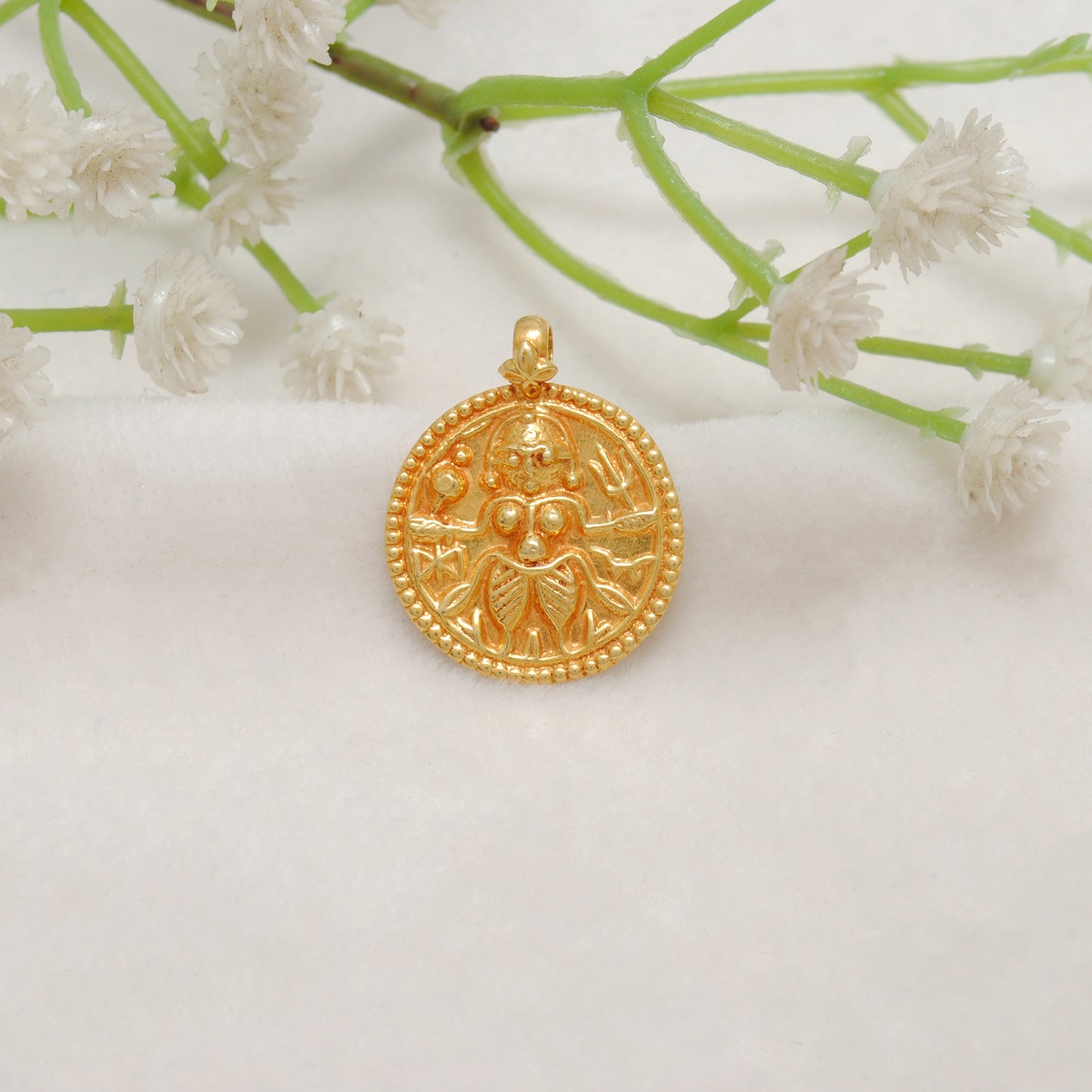 18K Yellow Gold Durga Pendant DIY Religious Jewelry