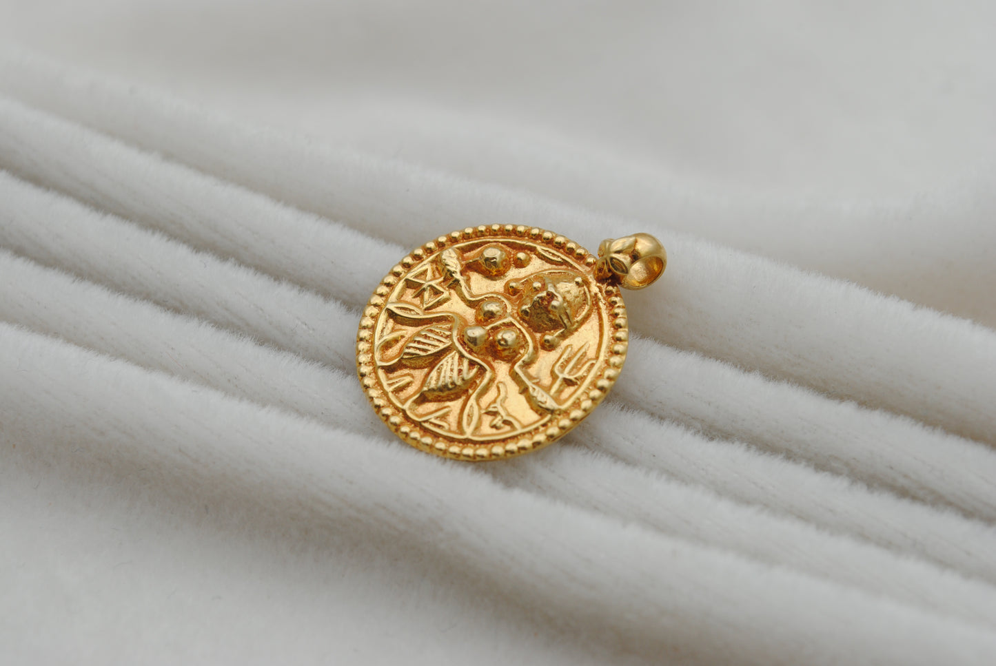 18K Yellow Gold Durga Pendant DIY Religious Jewelry