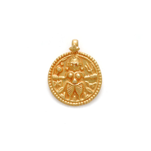 18K Yellow Gold Durga Pendant DIY Religious Jewelry