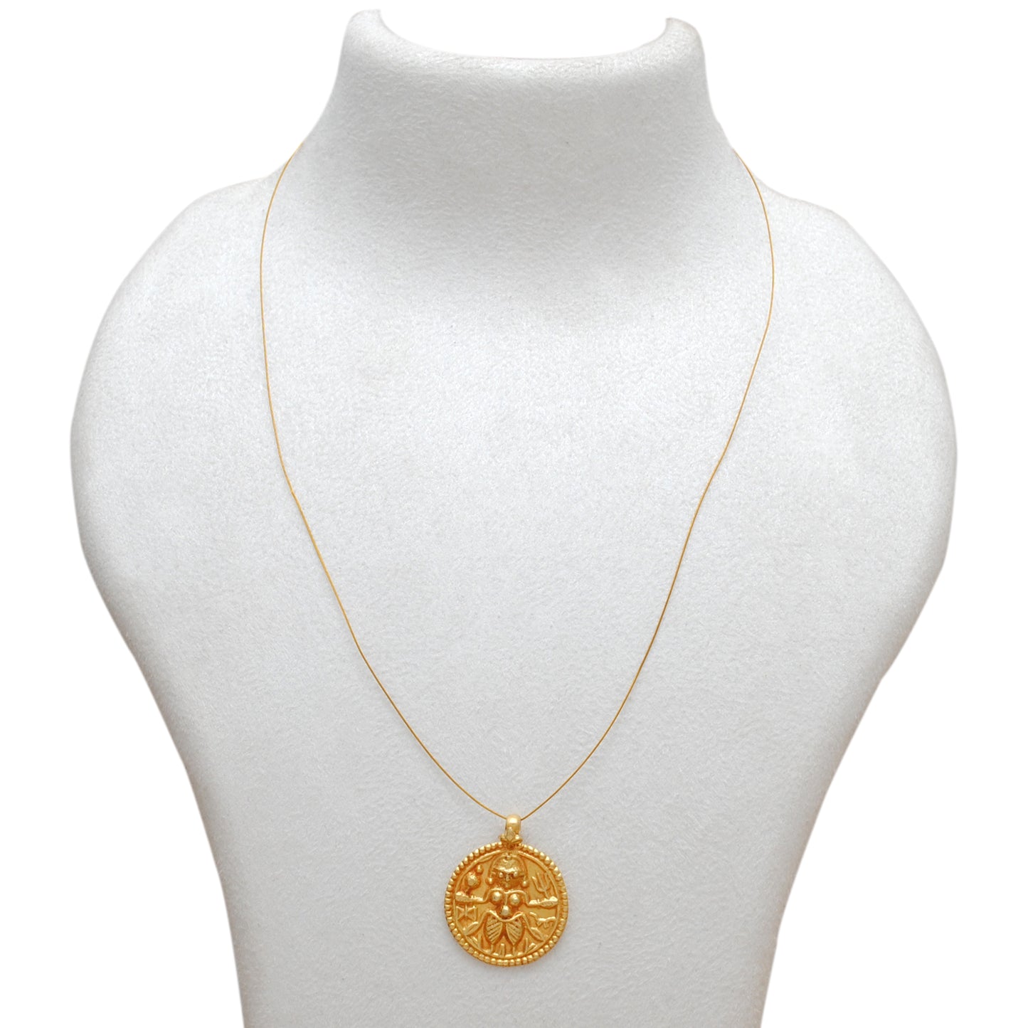 18K Yellow Gold Durga Pendant DIY Religious Jewelry