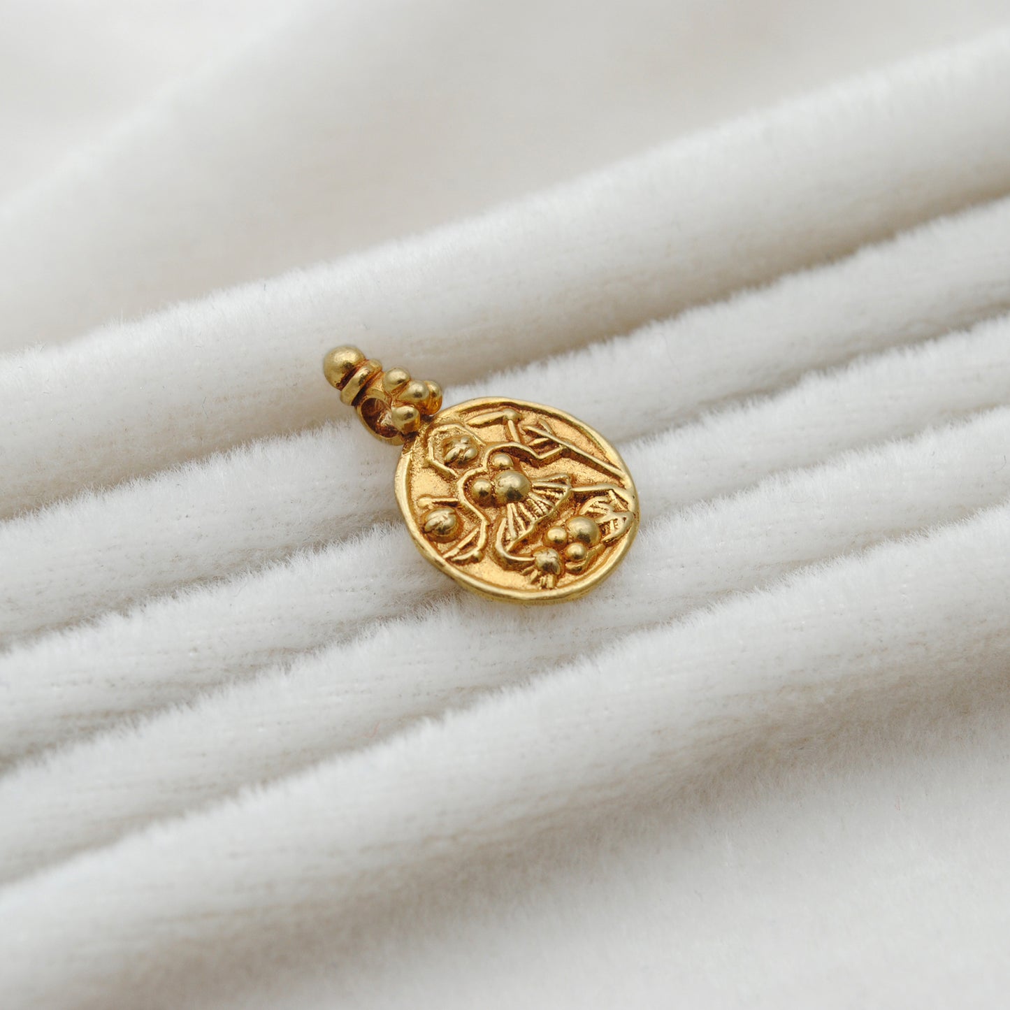 18k Solid Yellow Gold Laxmi Goddess Charm Pendant