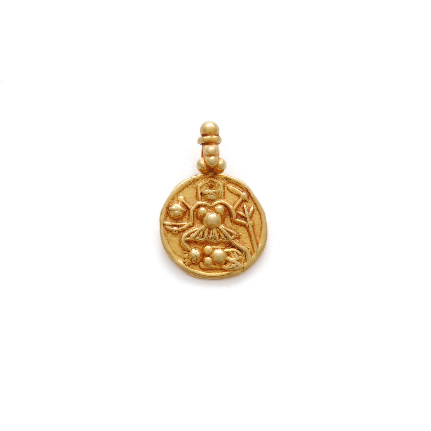 18k Solid Yellow Gold Laxmi Goddess Charm Pendant