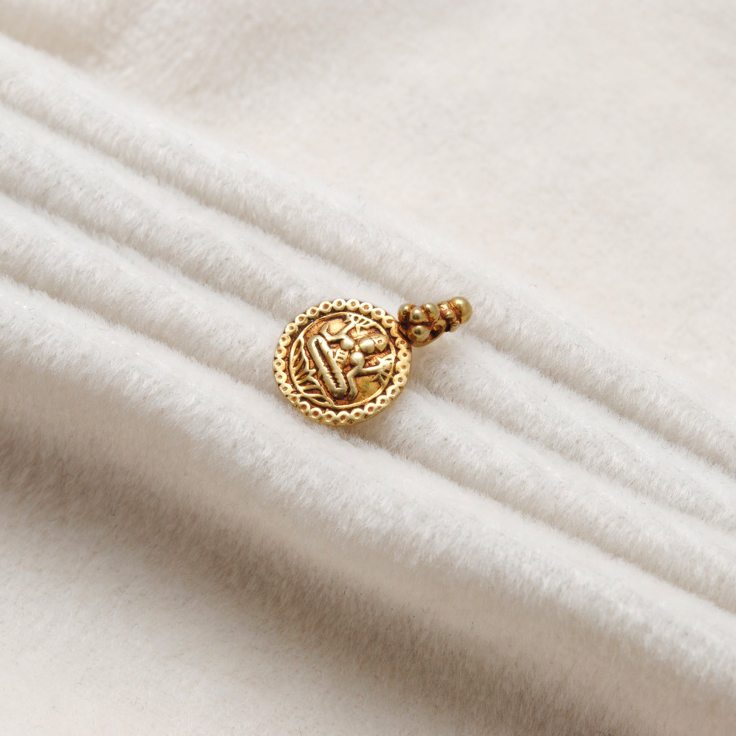 18k Solid Yellow Gold Indian Goddess Charm Pendant