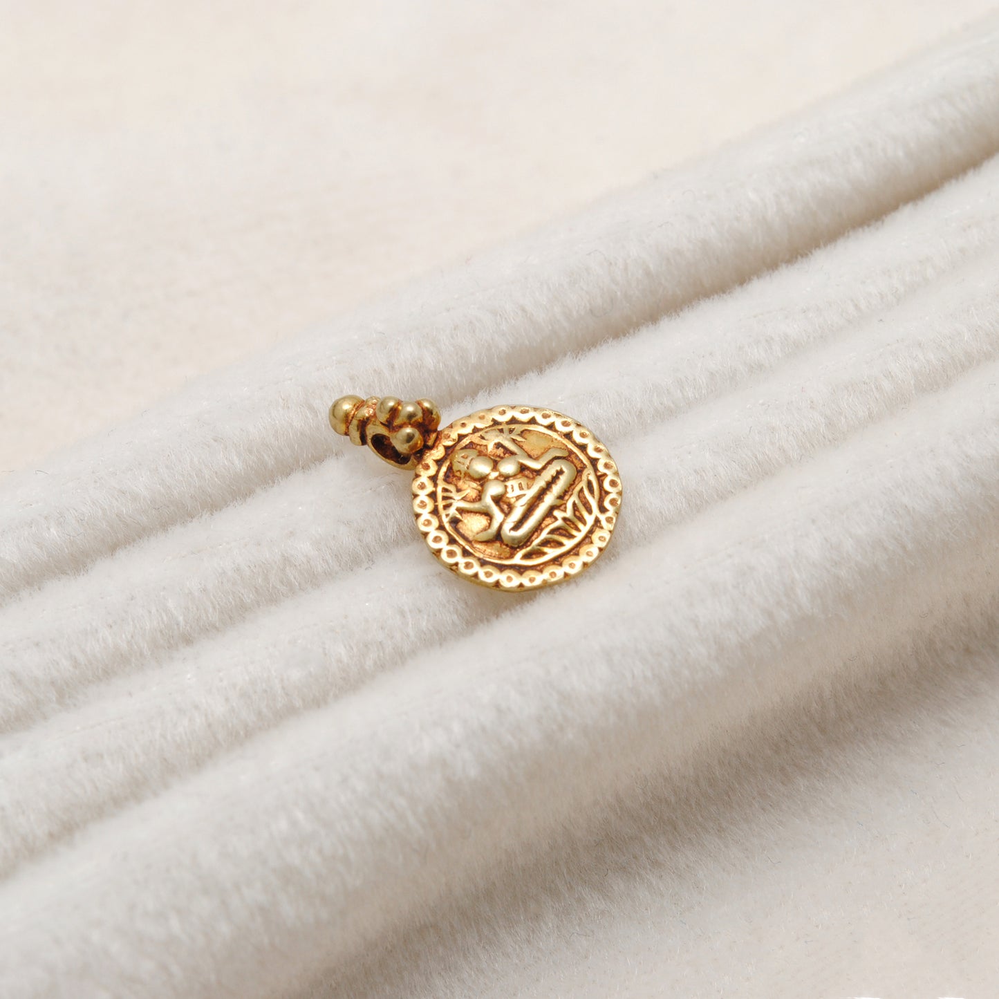 18k Solid Yellow Gold Indian Goddess Charm Pendant