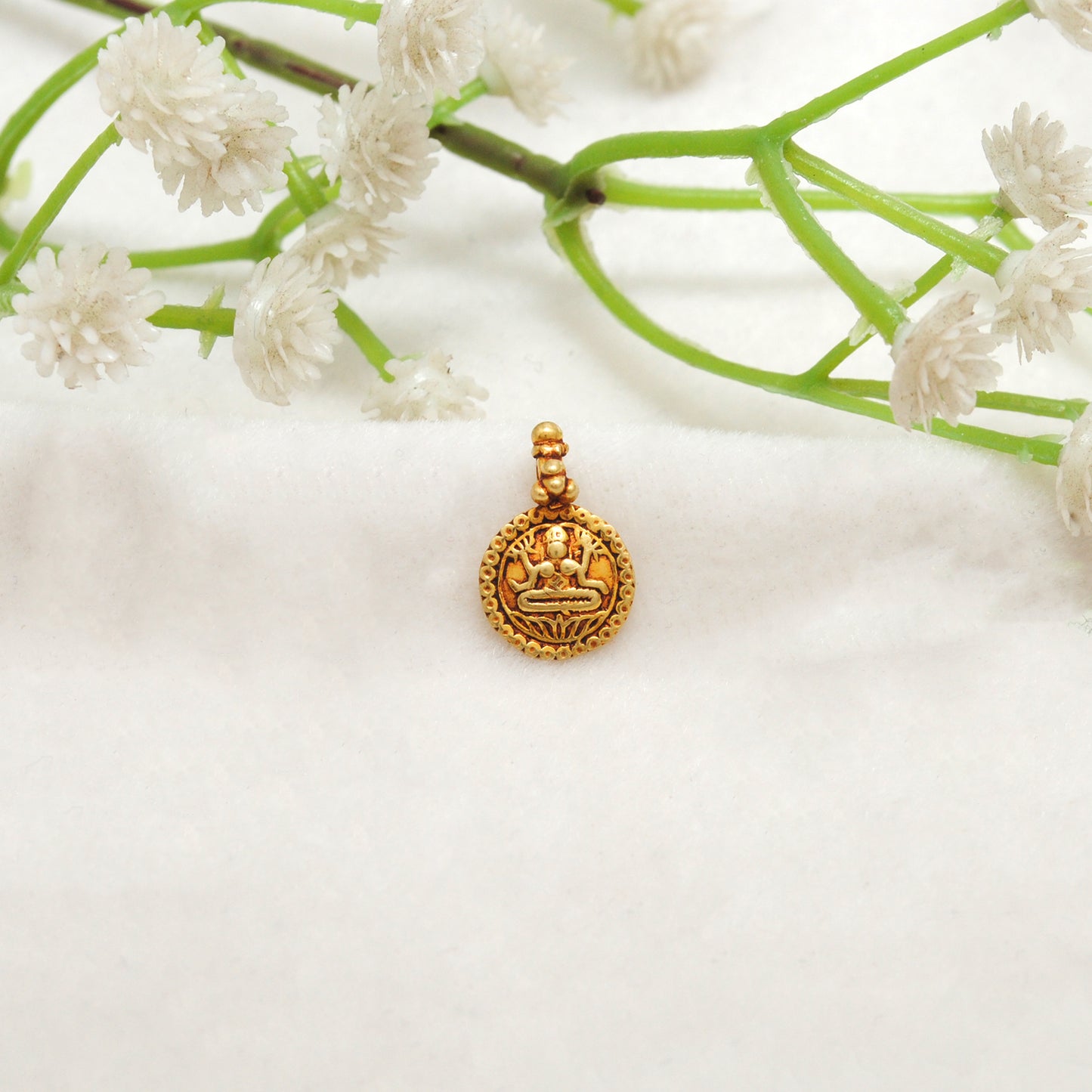 18k Solid Yellow Gold Indian Goddess Charm Pendant