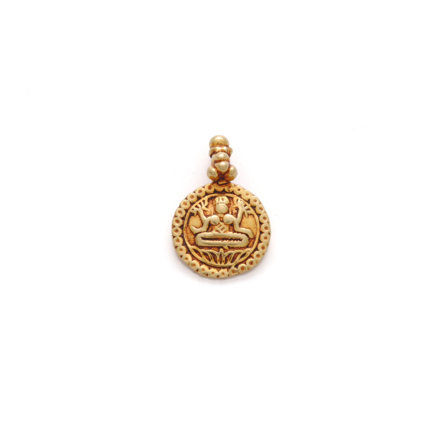 18k Solid Yellow Gold Indian Goddess Charm Pendant