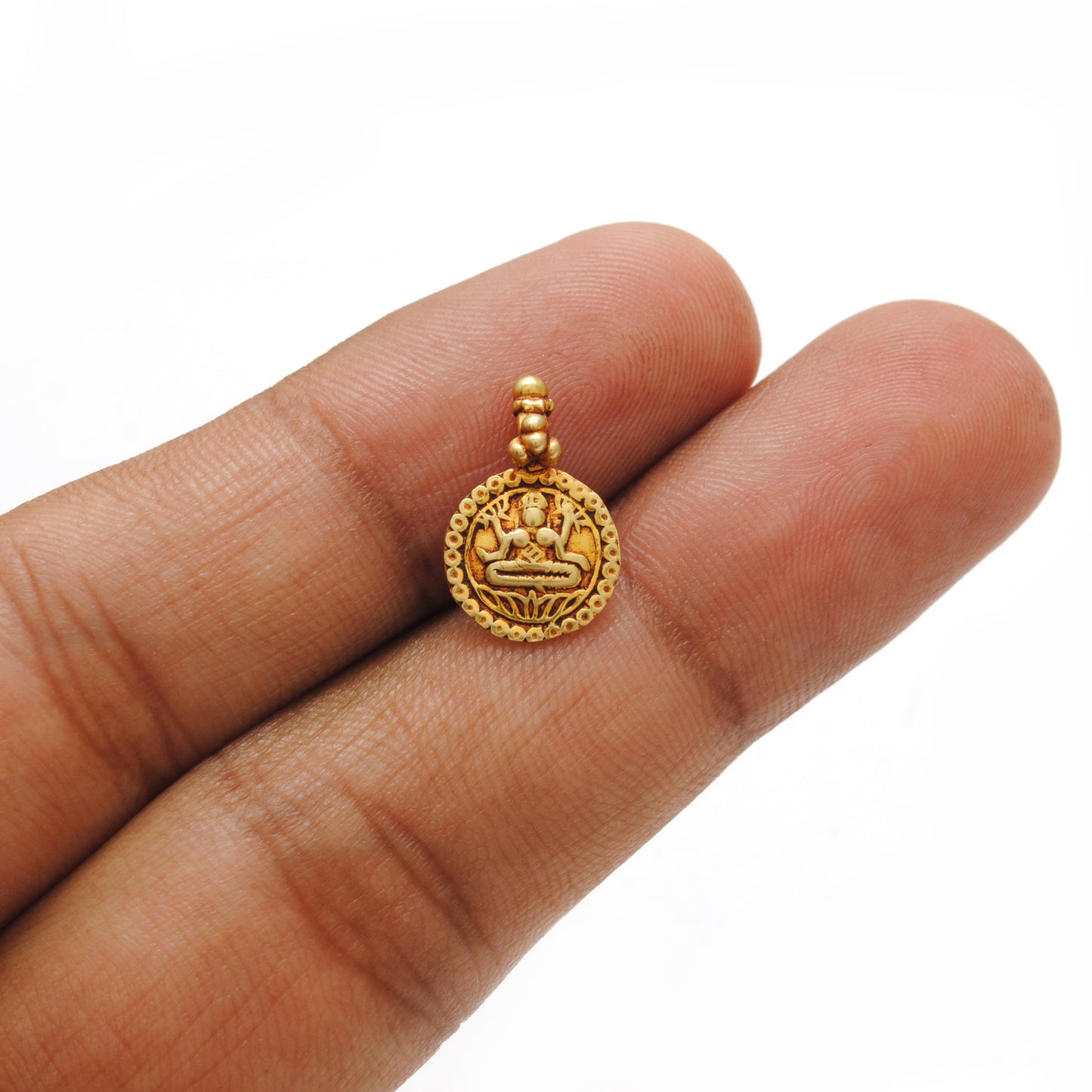 18k Solid Yellow Gold Indian Goddess Charm Pendant