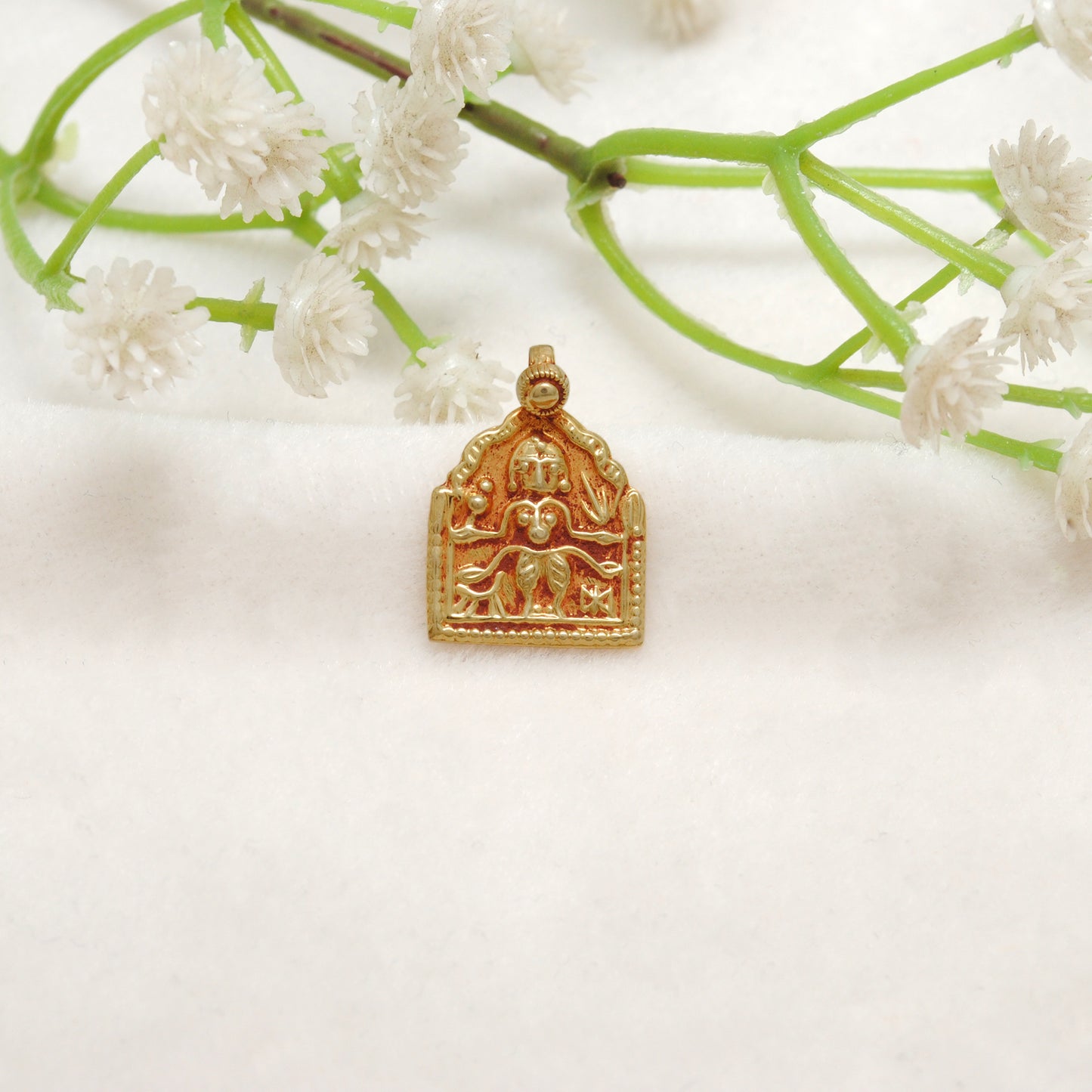 18K Gold Durga Indian Goddess Charm Pendant