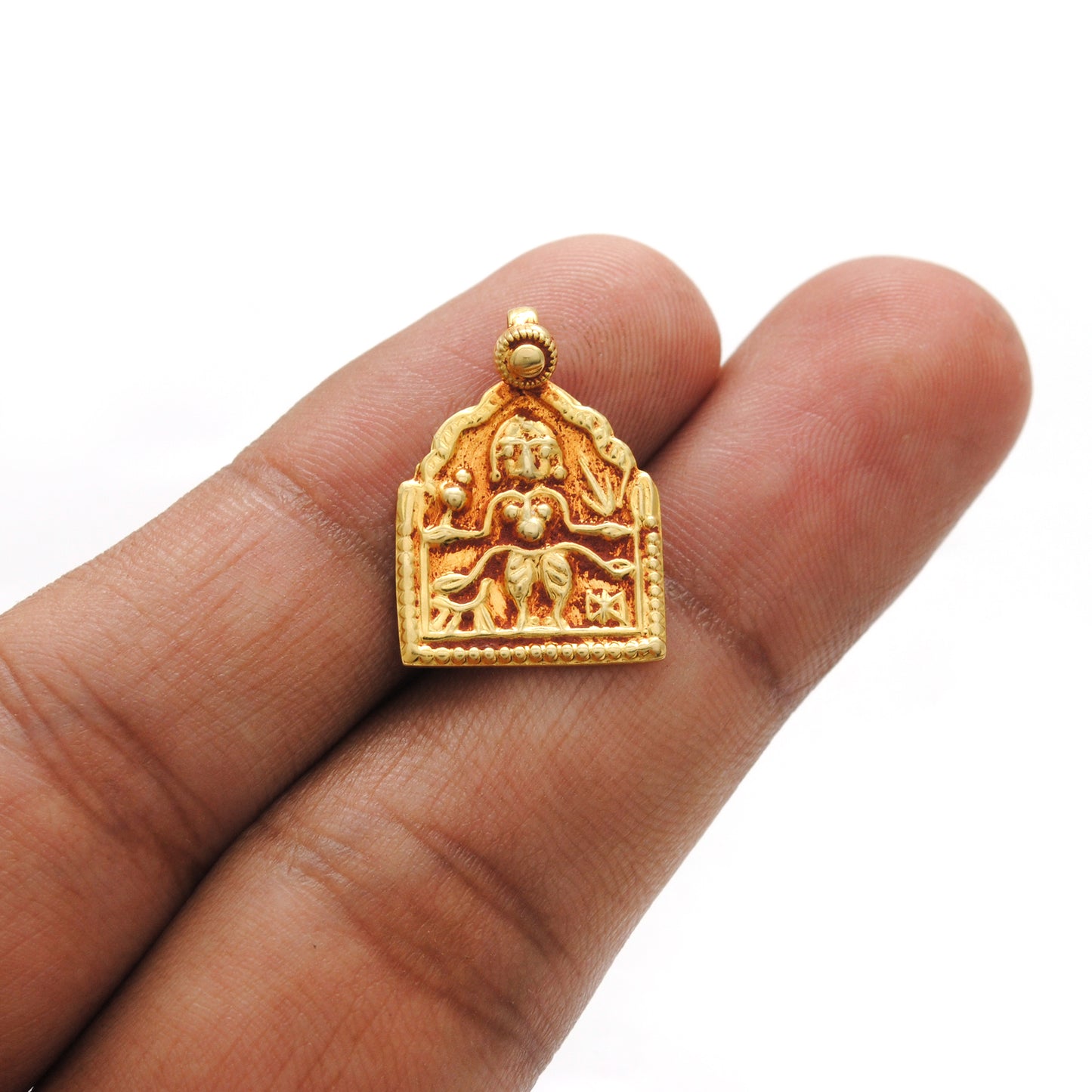 18K Gold Durga Indian Goddess Charm Pendant