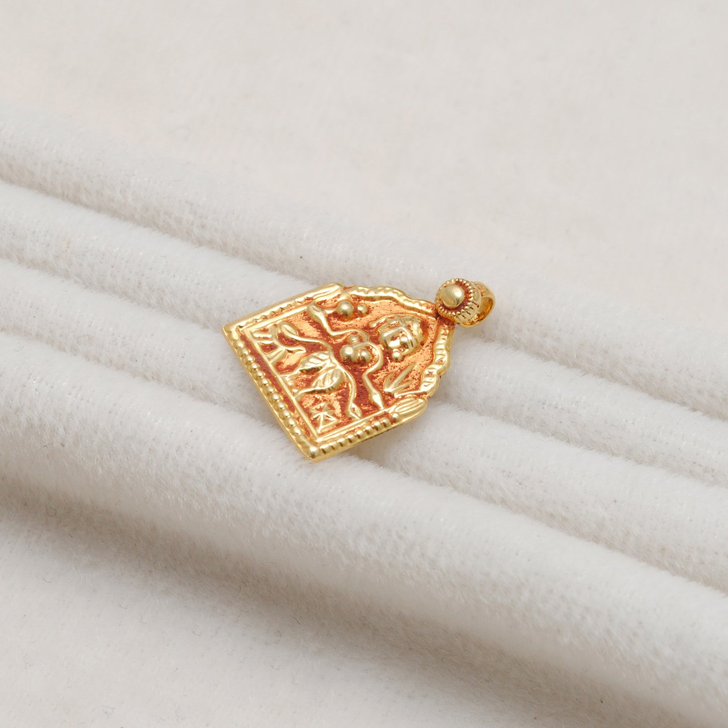 18K Gold Durga Indian Goddess Charm Pendant