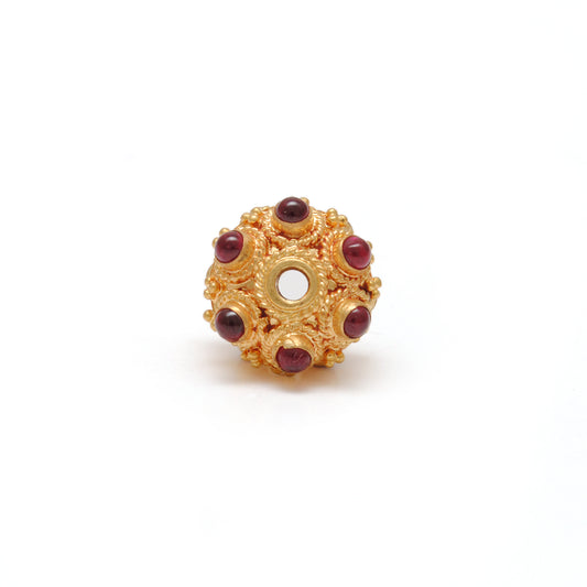 18 Carat Gold Rondelle Ruby Pumpkin Beads 11mm - view 3
