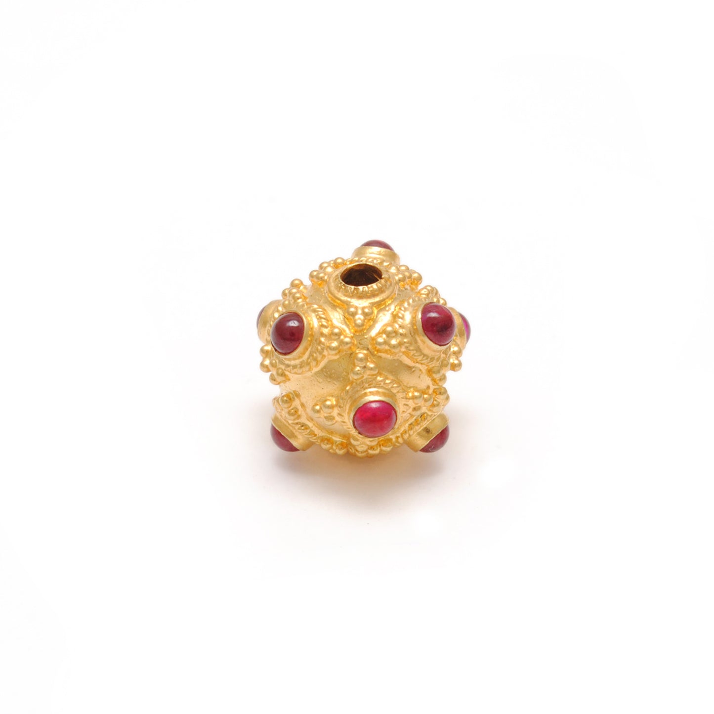 18 Carat Gold Ruby Vintage Ball Spacer Beads-11 mm