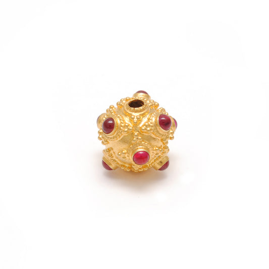 18 Carat Gold Ruby Vintage Ball Spacer Beads-11 mm - view 3