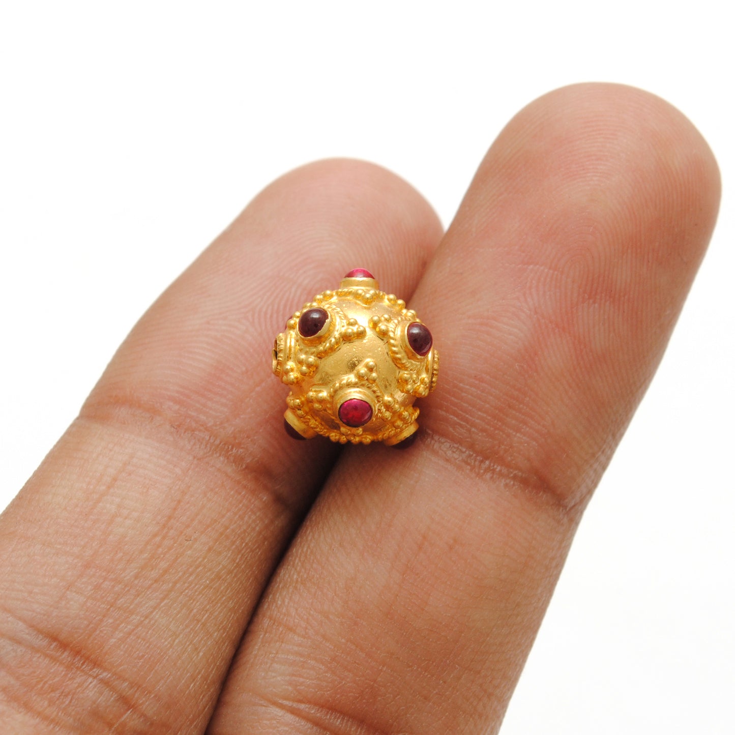 18 Carat Gold Ruby Vintage Ball Spacer Beads-11 mm
