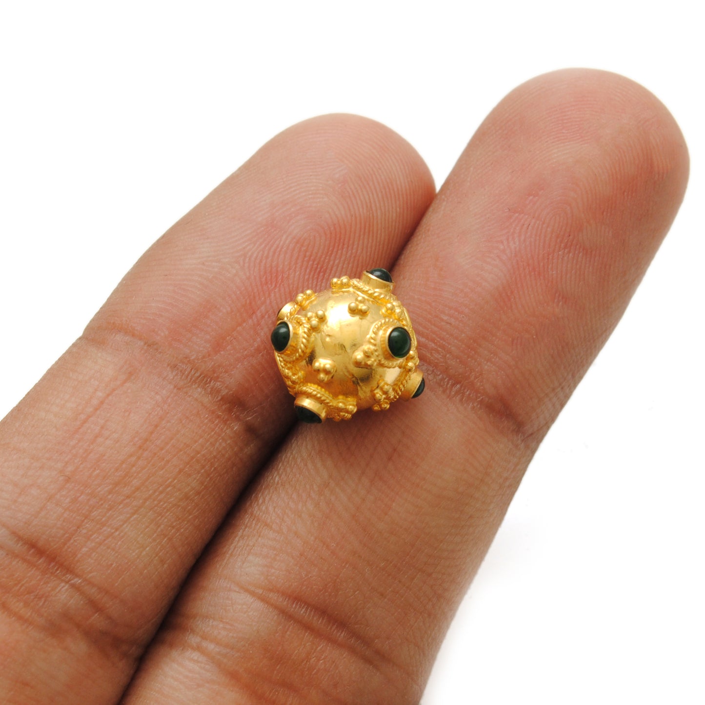 18 Carat Gold Emerald Beads-10 MM