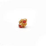 18 Karat Gold Stone Studded Wheel Spacer Beads 5x4mm