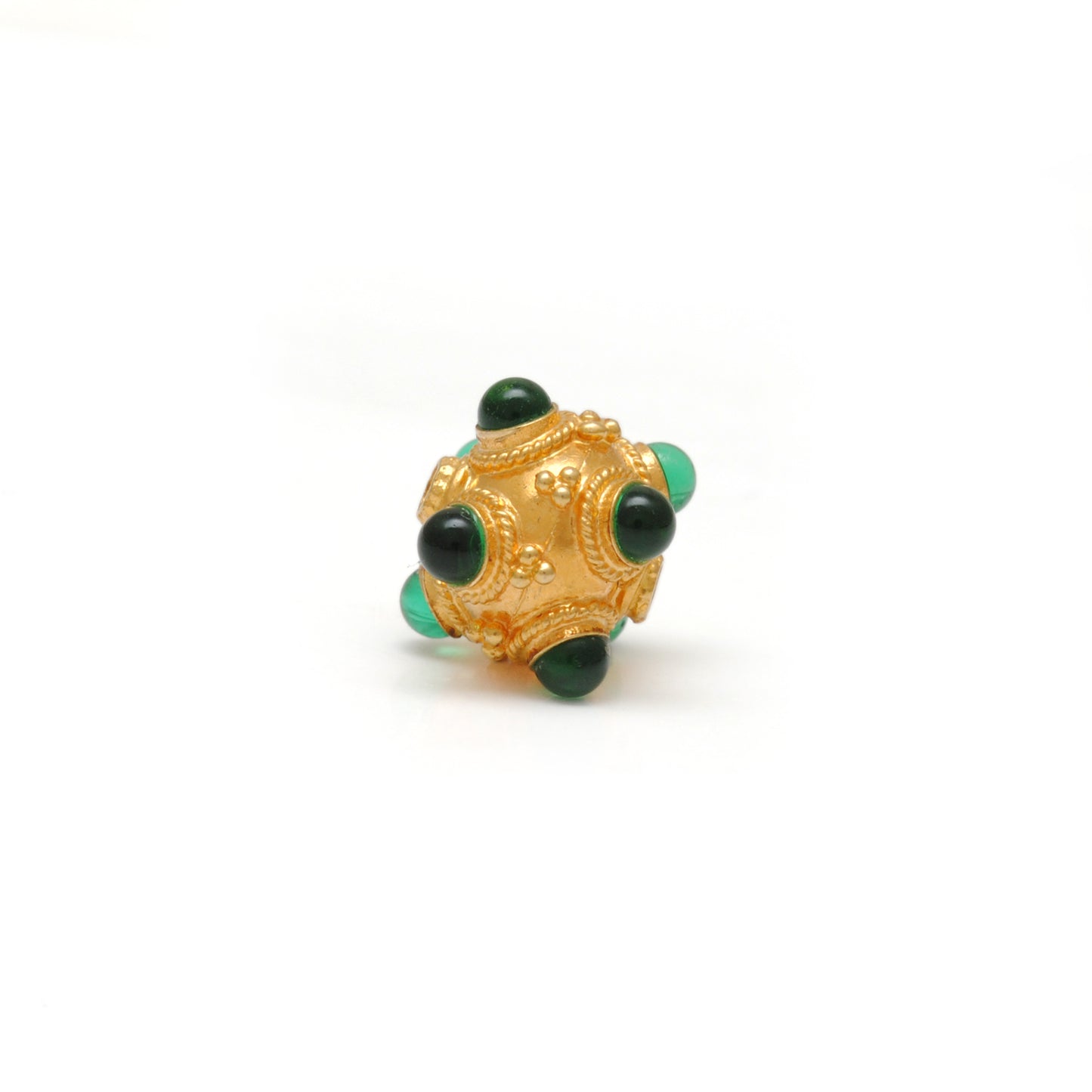 9mm 18KTT Gold Rondelle Spacer Beads Studded With Emerald