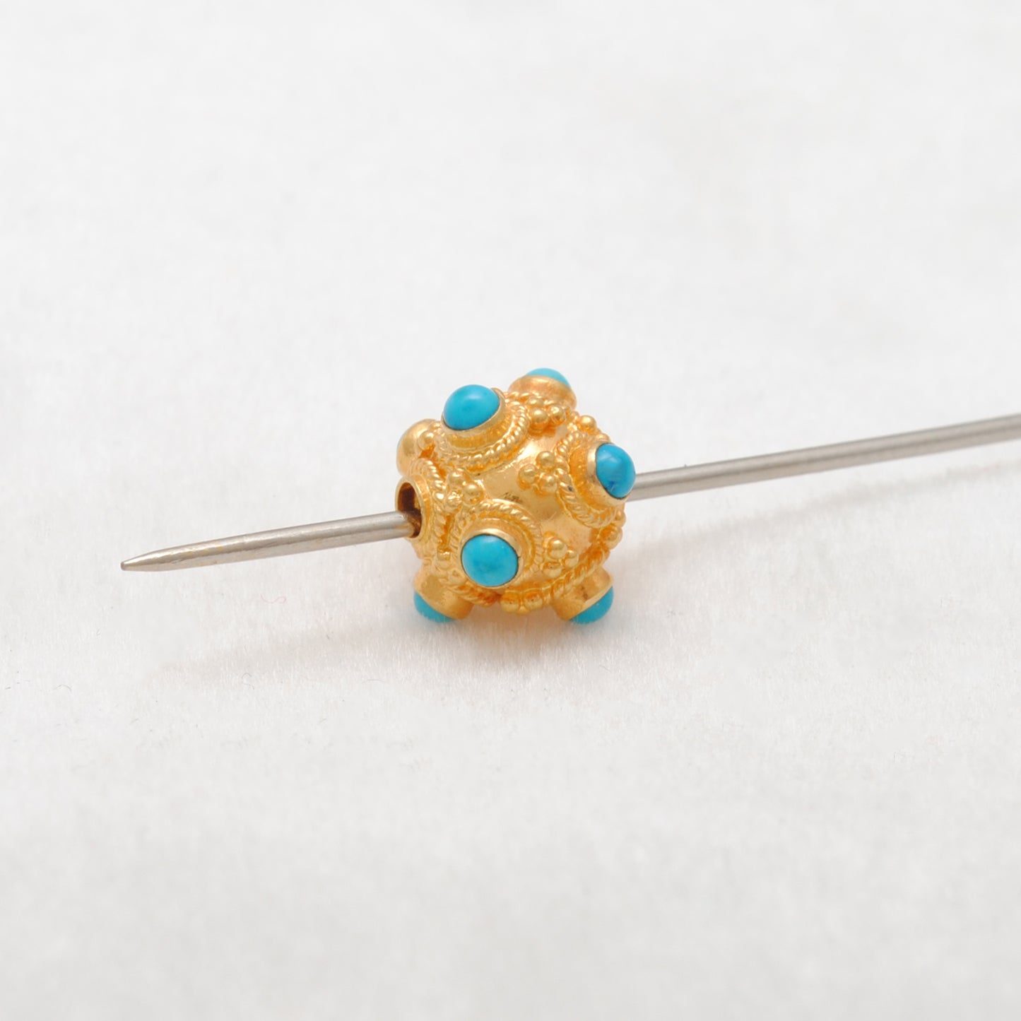 18KTT Gold Turquoise Ball Spacer Beads DIY Craft 8.5mm