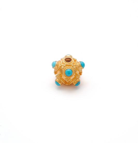18KTT Gold Turquoise Ball Spacer Beads DIY Craft 8.5mm - view 3