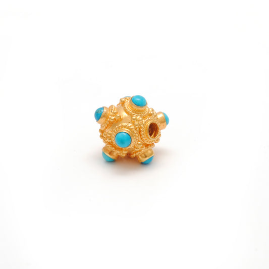 18KTT Gold Turquoise Ball Spacer Beads DIY Craft 8.5mm