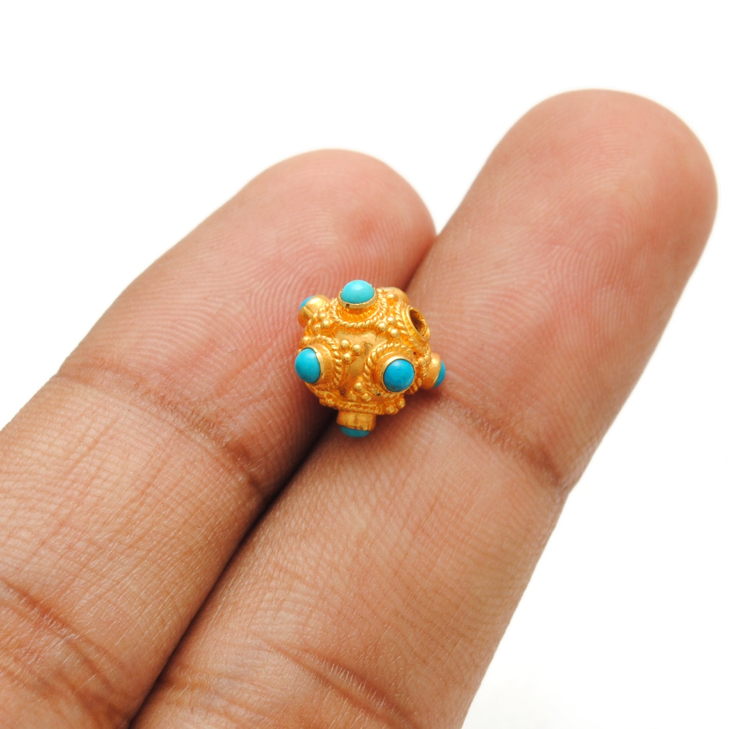 18KTT Gold Turquoise Ball Spacer Beads DIY Craft 8.5mm