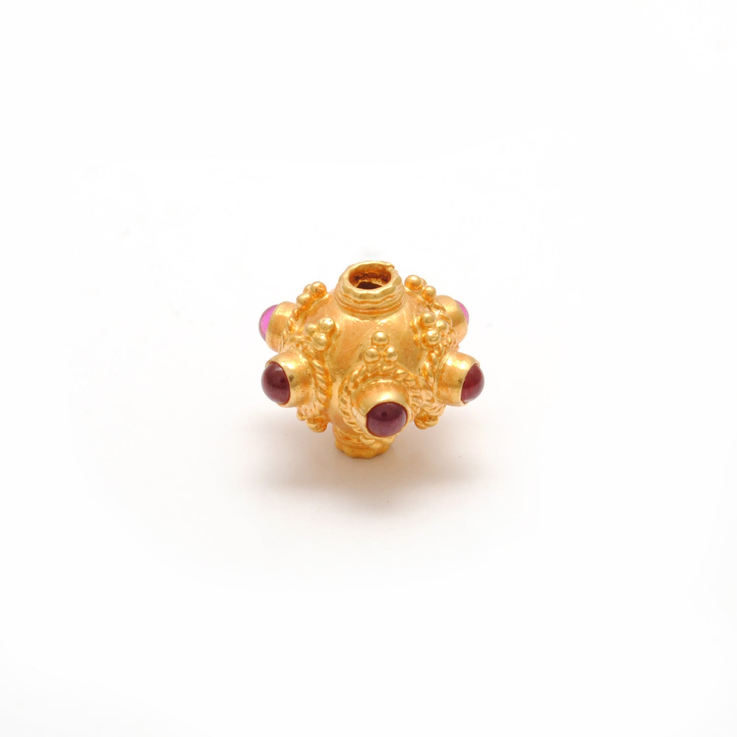 18 Karat Gold Ruby Gemstone Round Spacer Beads, Jewelry