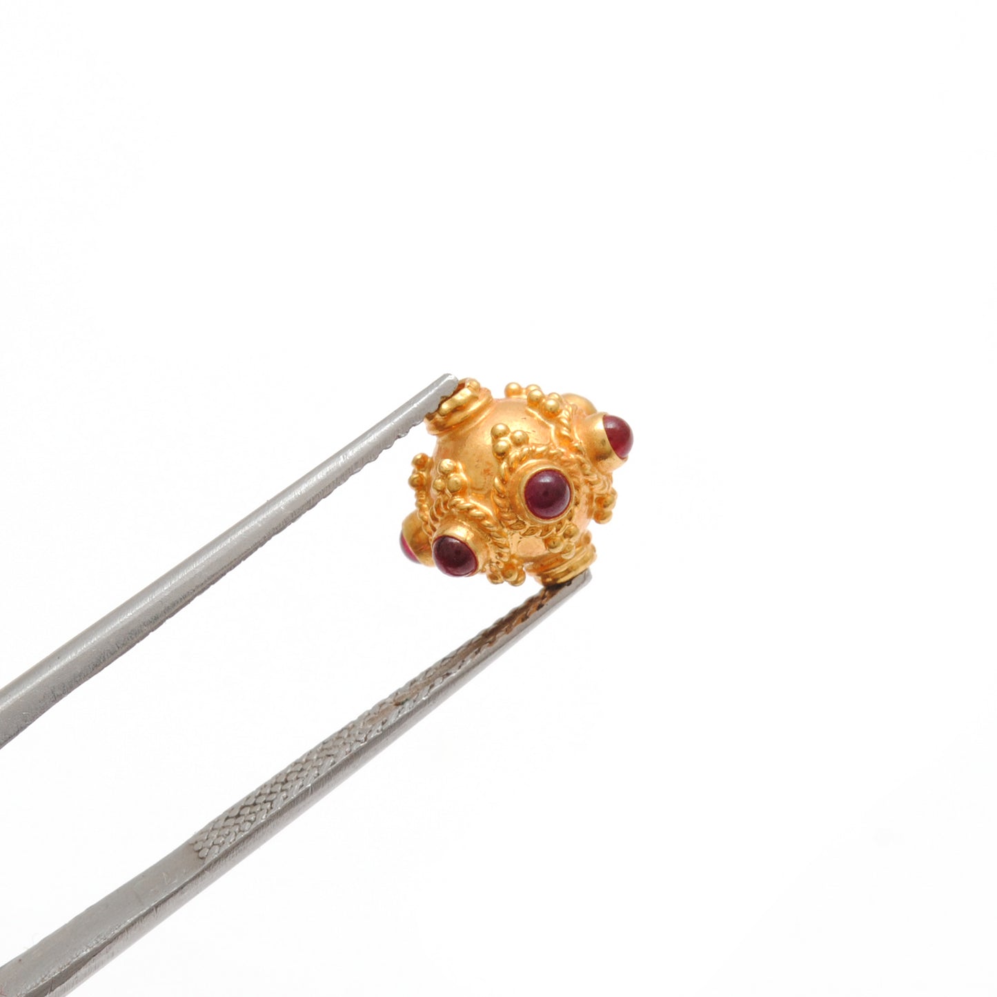 18 Karat Gold Ruby Gemstone Round Spacer Beads, Jewelry