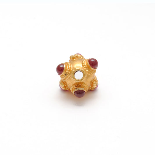 18KTT Gold Round Spacer Beads studded Ruby, 9x8mm - view 3