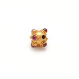 18KTT Gold Round Spacer Beads studded Ruby, 9x8mm
