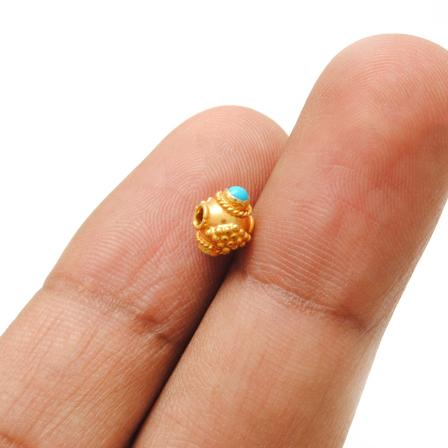 18 Carat Gold Stone studded Fancy Rondelle Spacer Bead 6mm