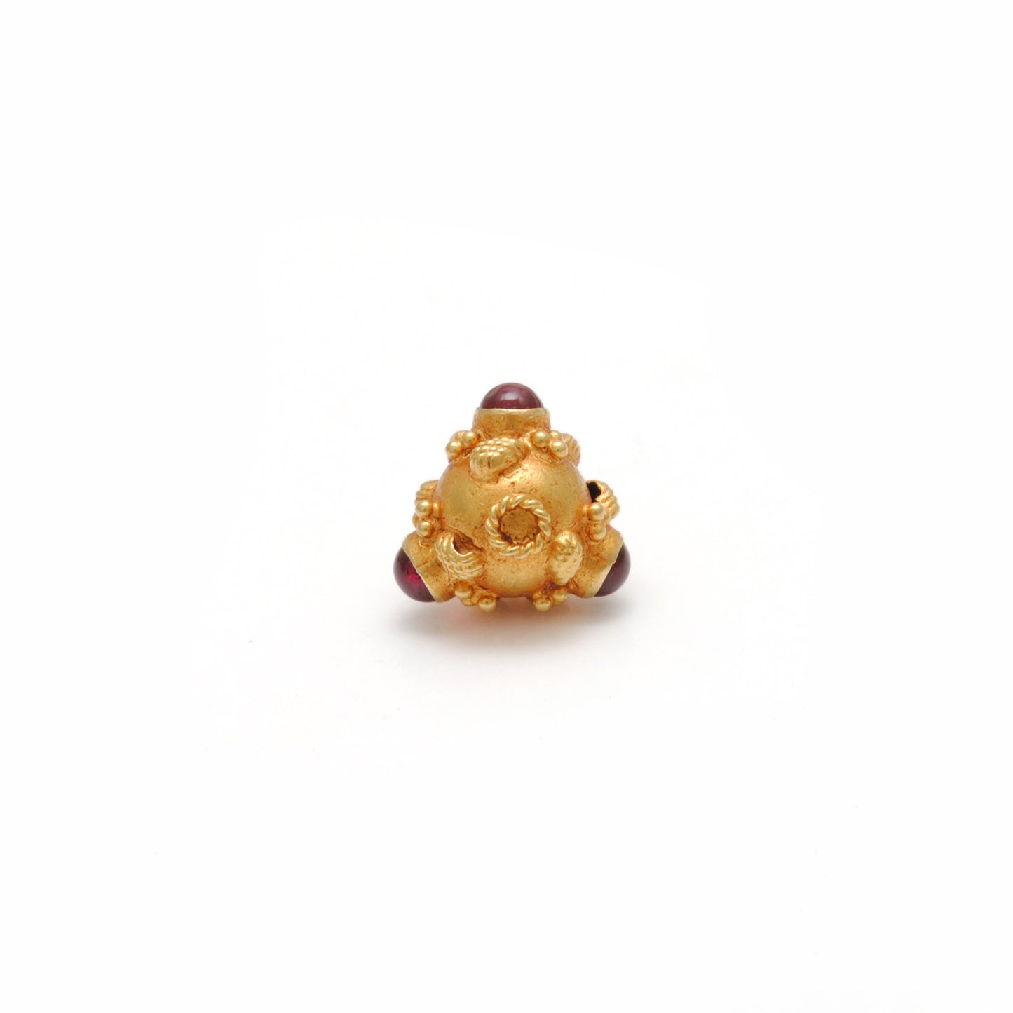 18k Gold Roundel Bead with Hydro Red Stone