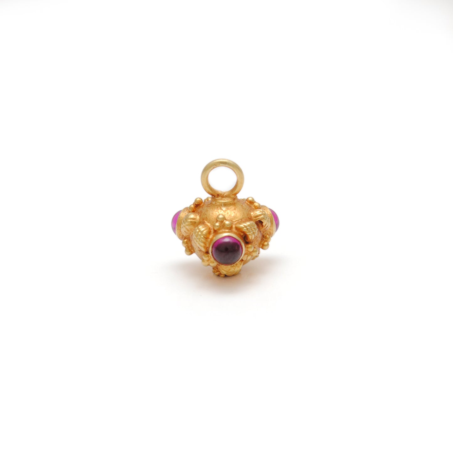 18k Gold Roundel Bead with Hydro Red Stone