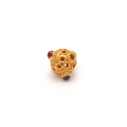 18 Carat Gold Stone Studded fancy Beads 9mm DIY Crafts - view 3