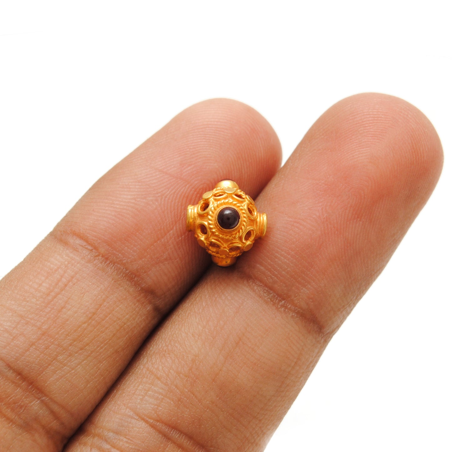 18 Carat Gold Stone Studded fancy Beads 9mm DIY Crafts