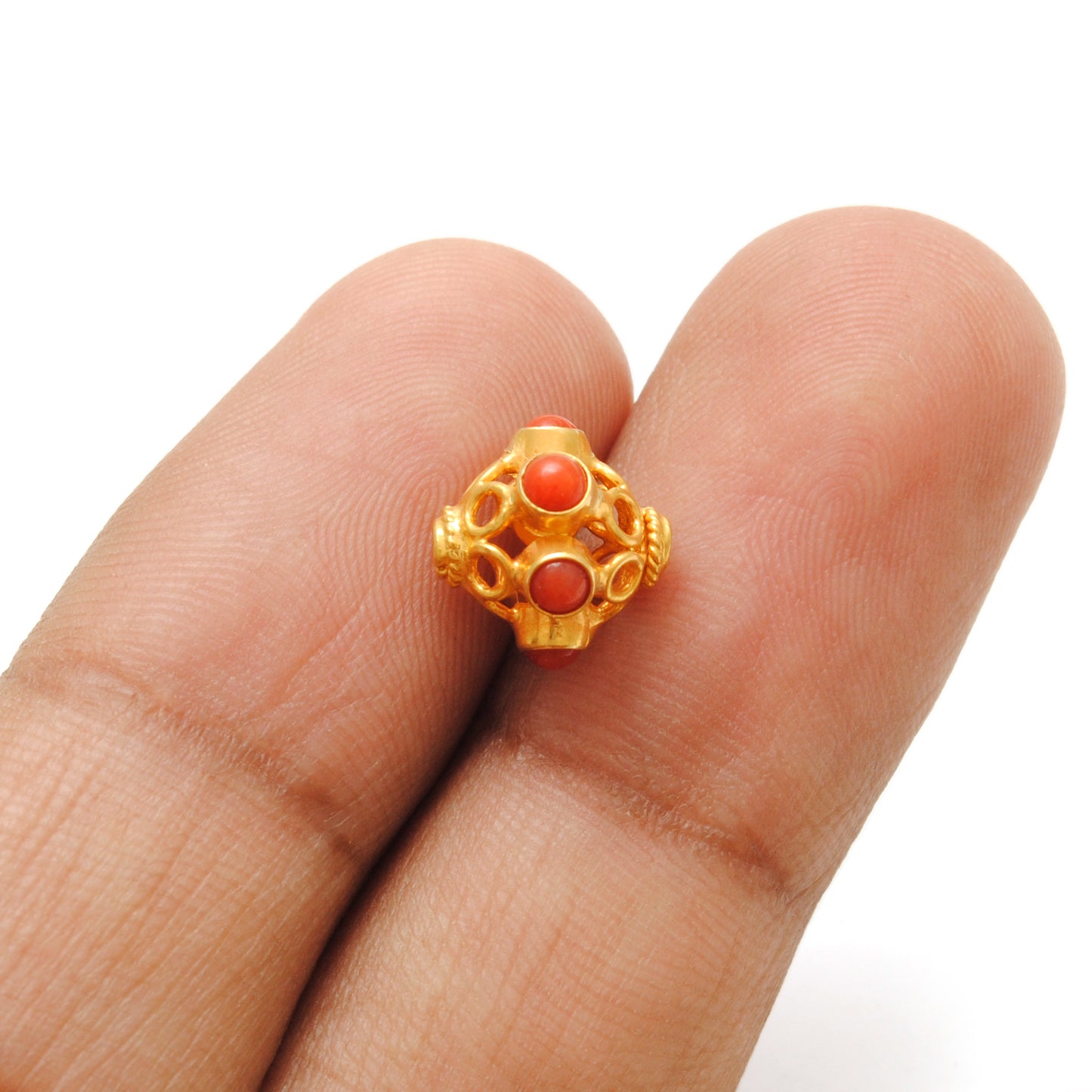 18 Karat Gold Gemstone Round Spacer Beads-10 MM