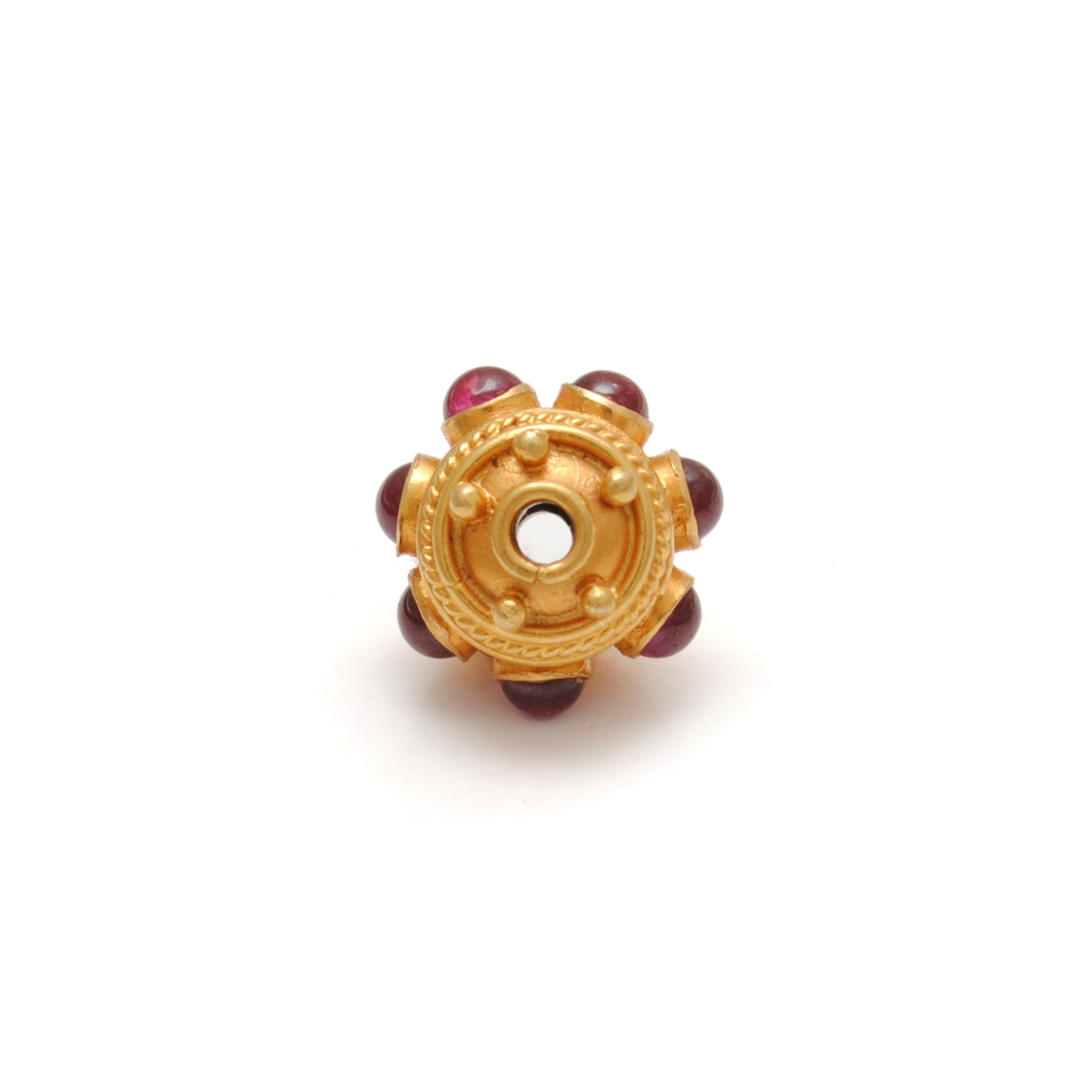 18KTT Gold Ruby Round Spacer Beads 9mm