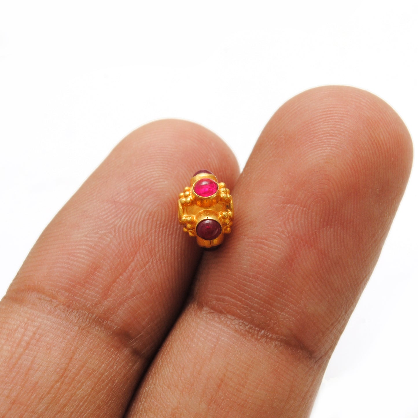 18 Karat Gold Stone Studded Wheel Spacer Beads 6mm