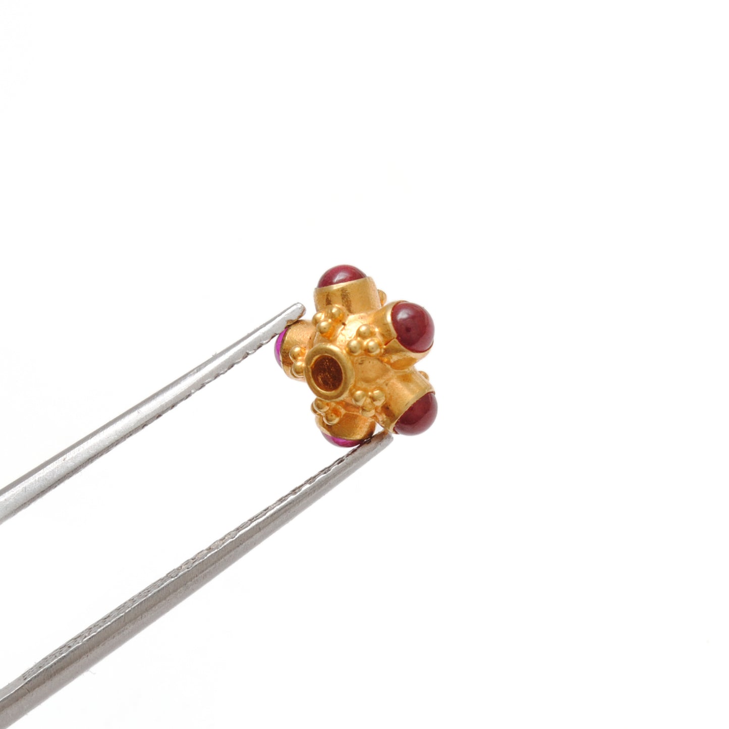 18 Karat Gold Stone Studded Wheel Spacer Beads 6mm