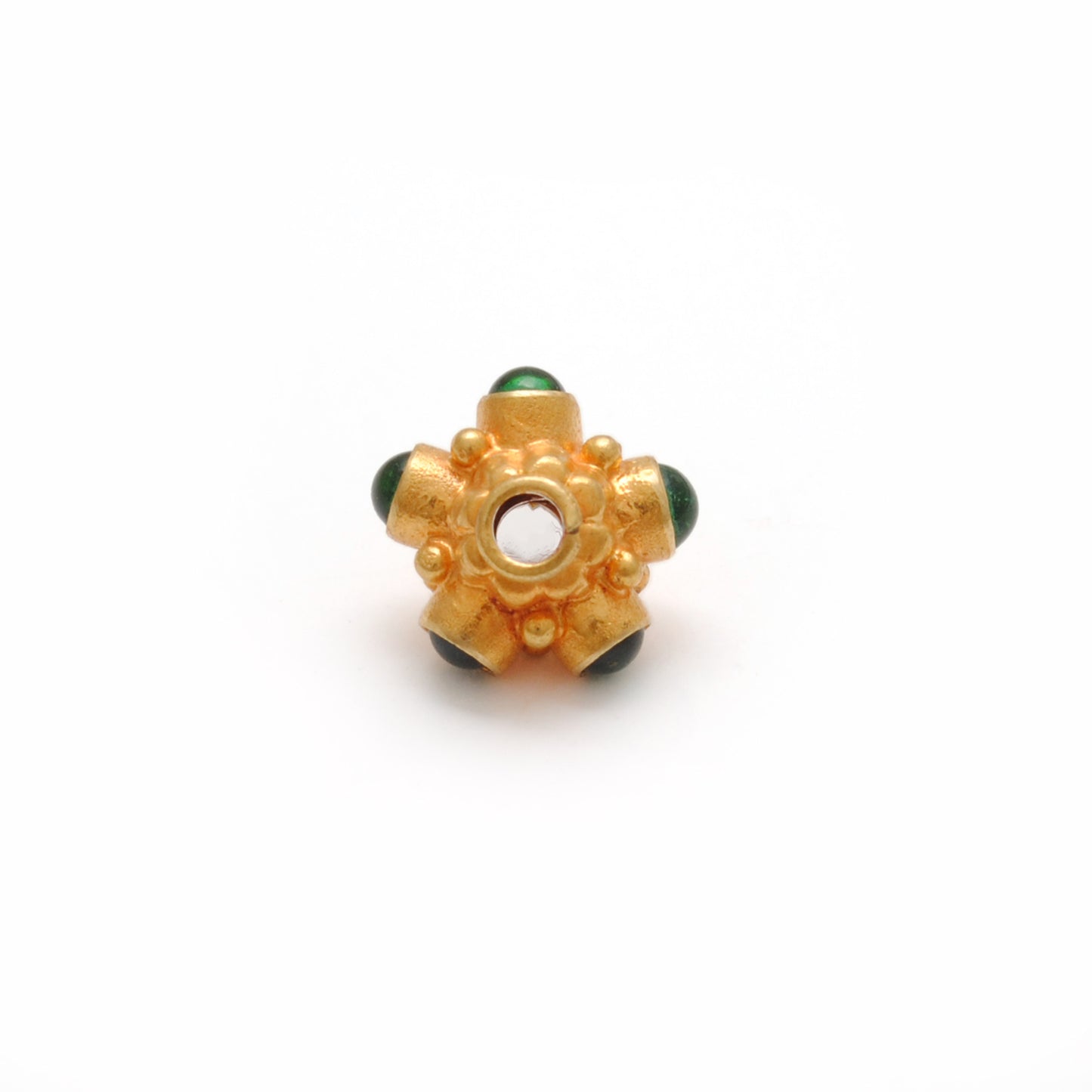 18 Karat Gold Stone Studded Wheel Spacer Beads 7mm