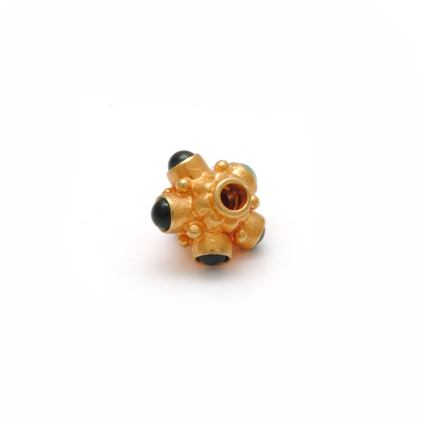 18 Karat Gold Stone Studded Wheel Spacer Beads 7mm