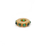 18KTT Gold Stone Studded Wheel Beads-11X4 mm