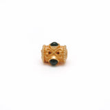 18K Solid Yellow Gold Stone Studded Tube Gold Spacer Bead Components 7x4mm